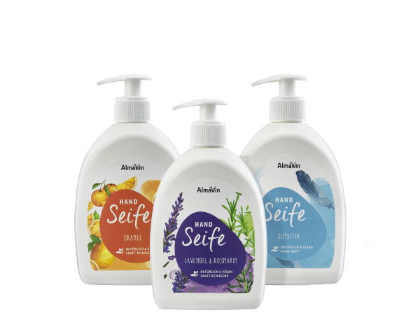 3 Handseifenspender Lavendel-Rosmarin, Orange, Sensitive
