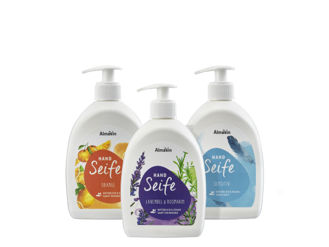 3 Handseifenspender Lavendel-Rosmarin, Orange, Sensitive